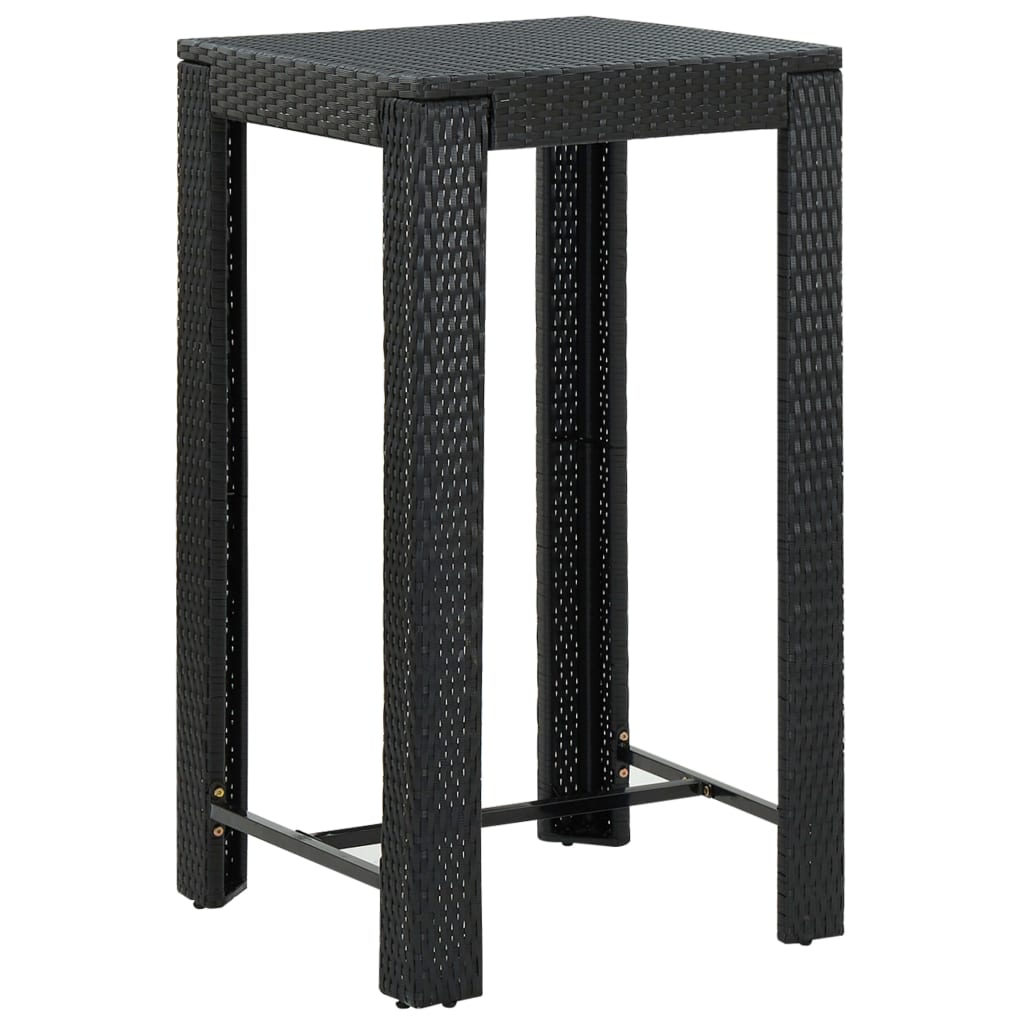 vidaXL 3-cz. zestaw mebli barowych z poduszkami, rattan PE, czarny