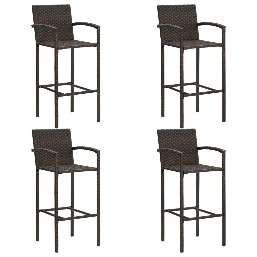 vidaXL 5-cz. zestaw mebli barowych z podłokietnikami, rattan PE, brąz
