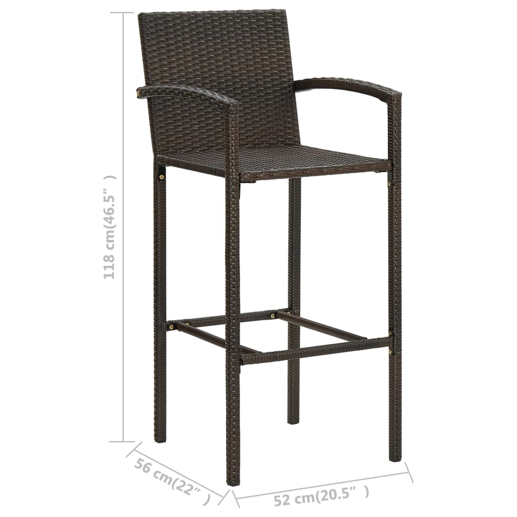 vidaXL 5-cz. zestaw mebli barowych z podłokietnikami, rattan PE, brąz