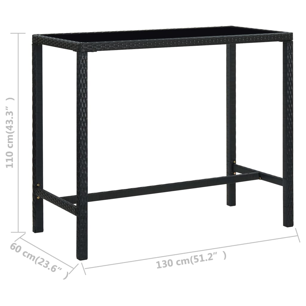 vidaXL 5-cz. zestaw mebli barowych do ogrodu, rattan PE, czarny