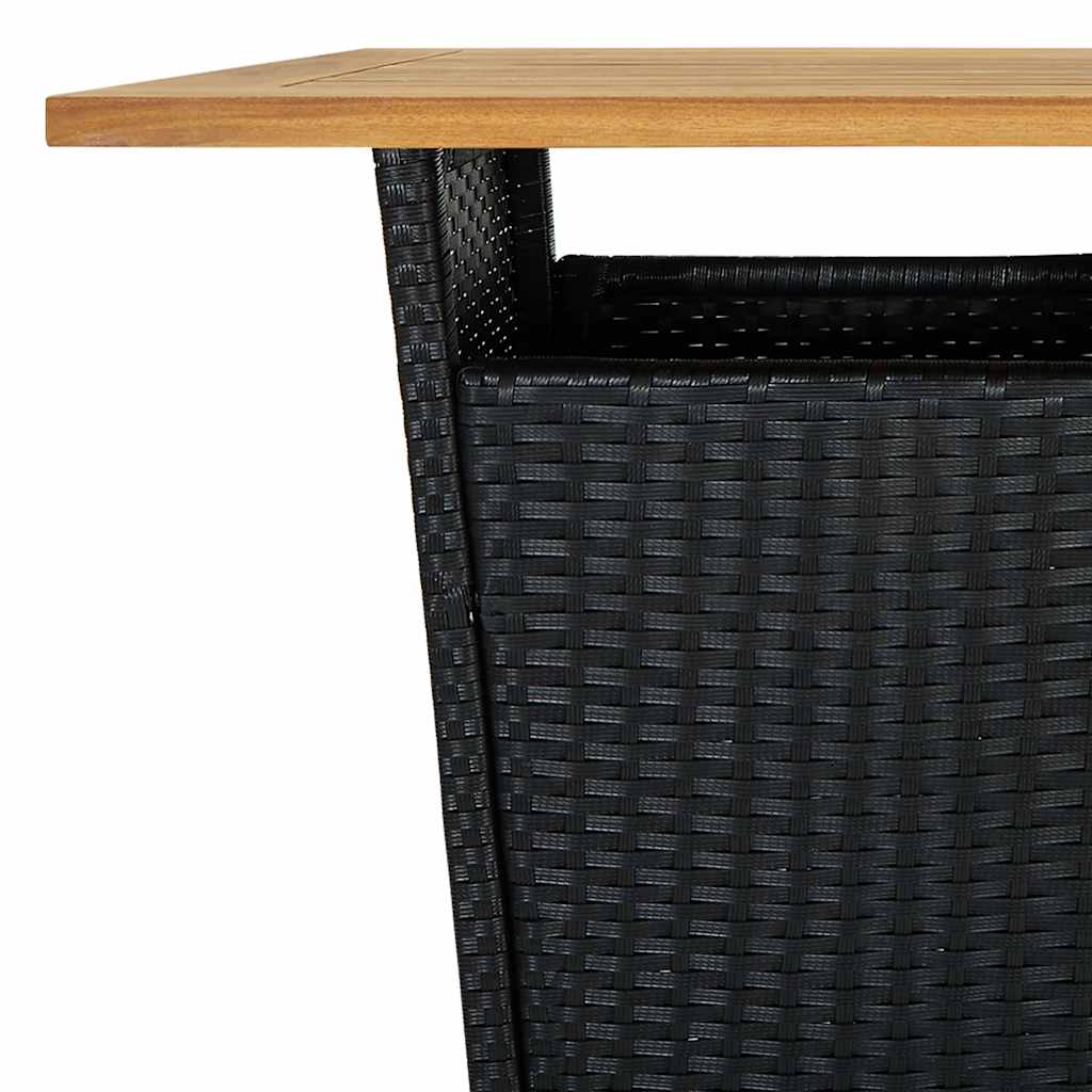 vidaXL 3-cz. zestaw barowy do ogrodu, z poduszkami, rattan PE, czarny