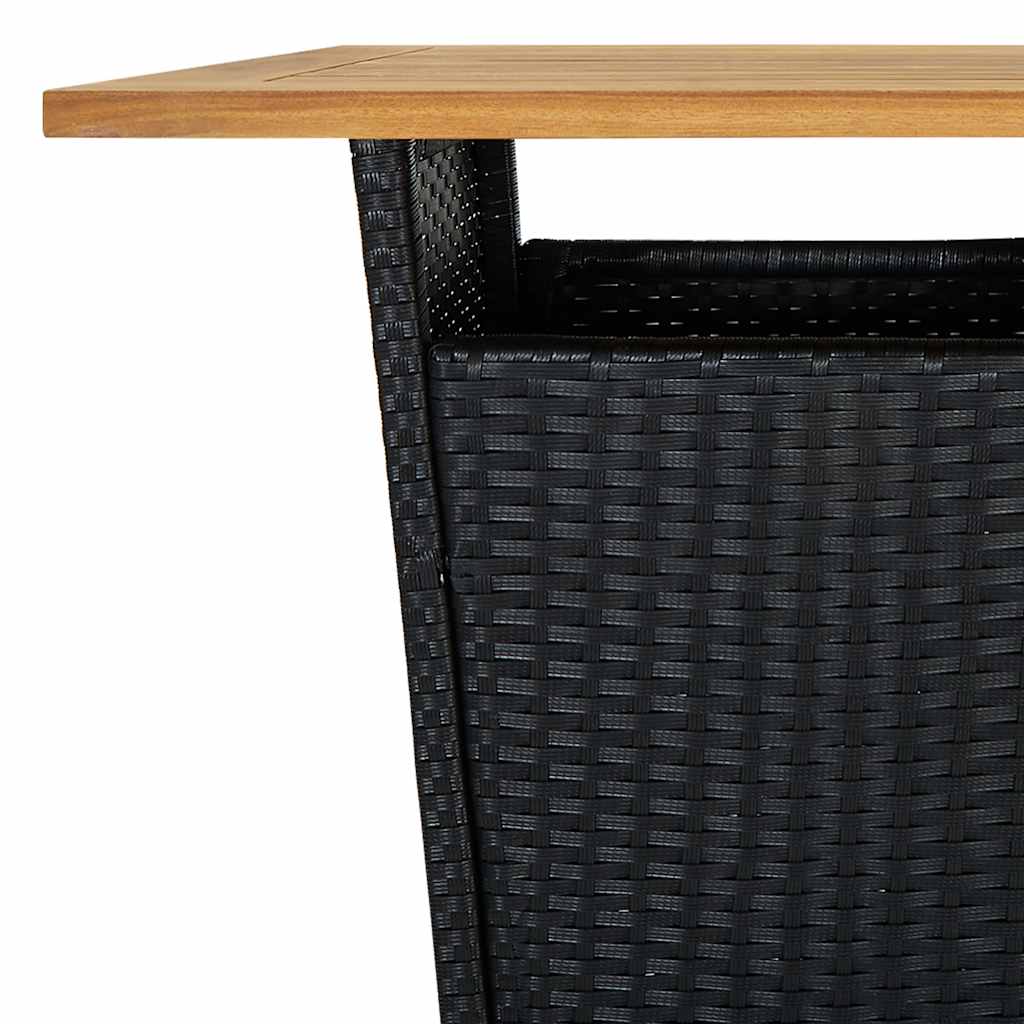 vidaXL 3-cz. zestaw barowy do ogrodu, z poduszkami, rattan PE, czarny