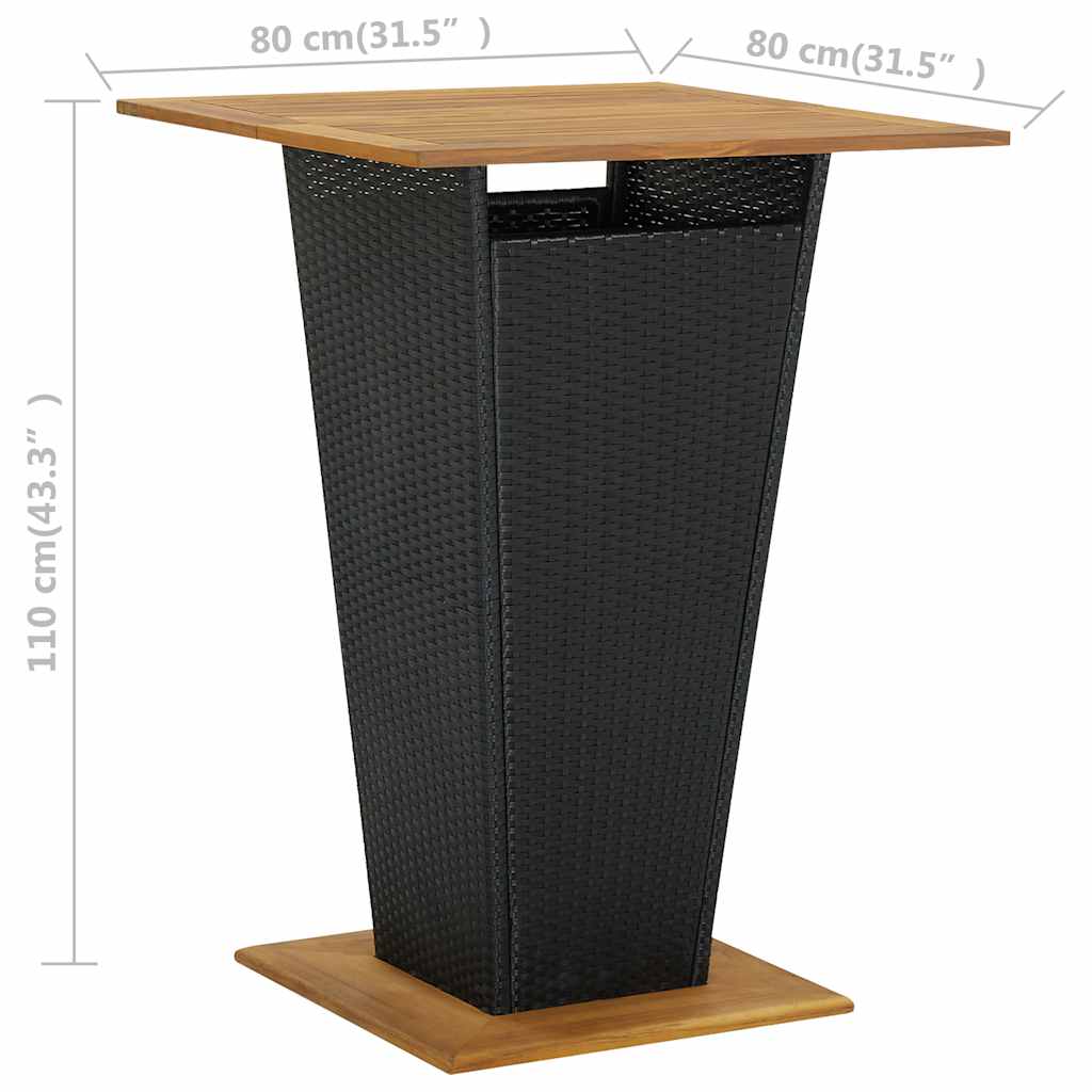 vidaXL 5-cz. zestaw barowy do ogrodu, z poduszkami, rattan PE, czarny