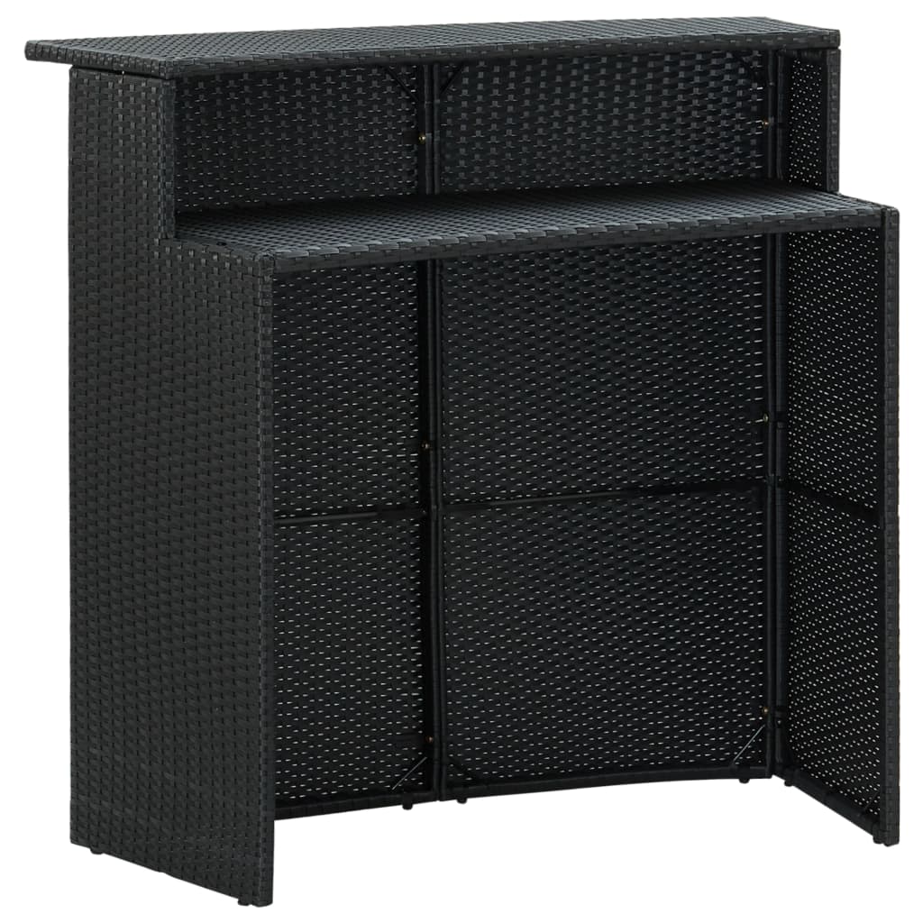 vidaXL 3-cz. zestaw barowy do ogrodu, z poduszkami, rattan PE, czarny