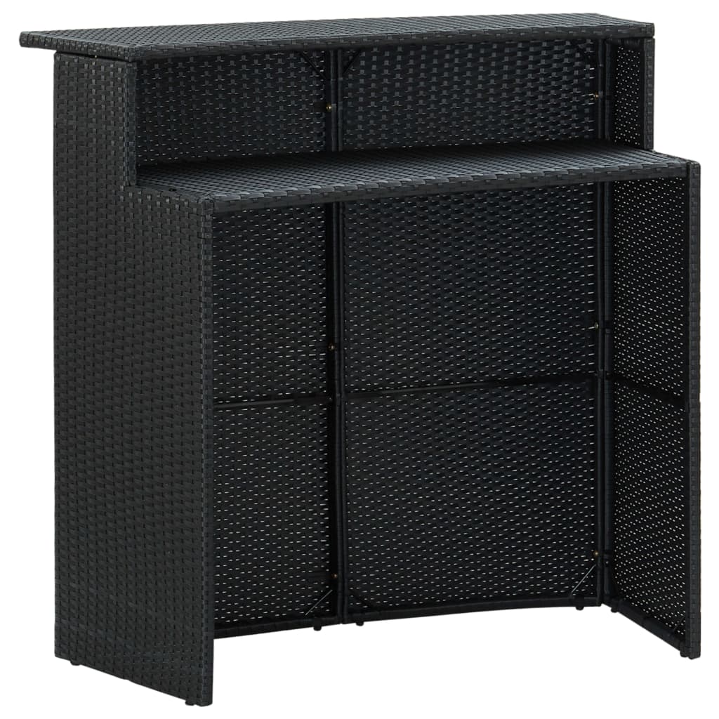 vidaXL 4-cz. zestaw barowy do ogrodu, z poduszkami, rattan PE, czarny