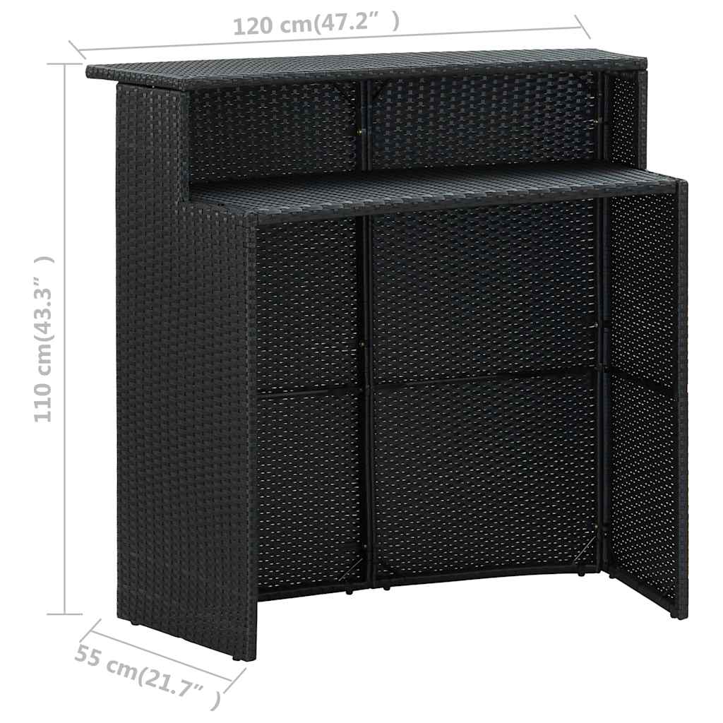 vidaXL 5-cz. zestaw mebli barowych do ogrodu, z poduszkami, czarny