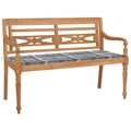 vidaXL Ławka Batavia z poduszką w szarą kratę, 120 cm, lity tek