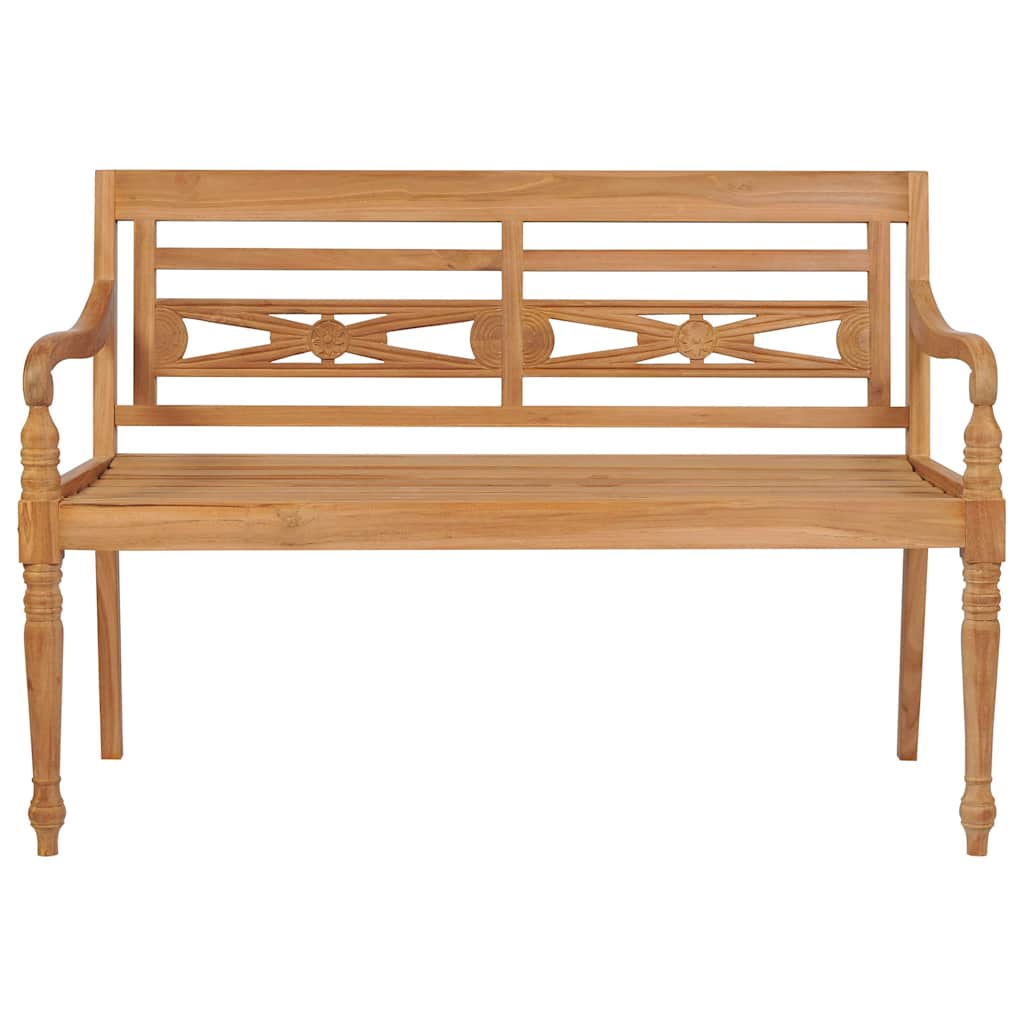 vidaXL Ławka Batavia z poduszką w szarą kratę, 120 cm, lity tek