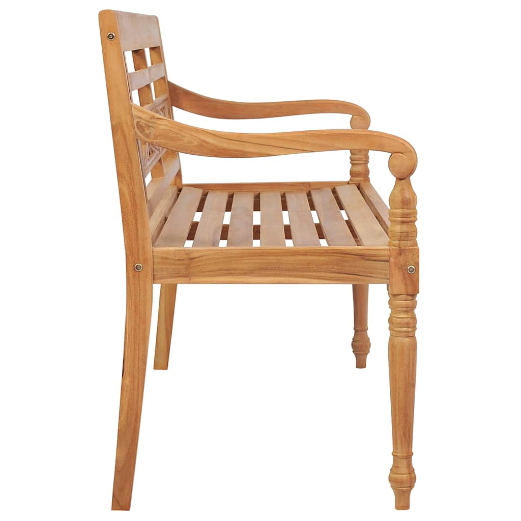 vidaXL Ławka Batavia z poduszką w szarą kratę, 120 cm, lity tek