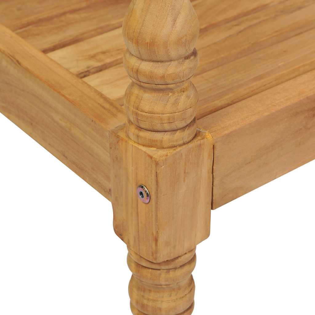 vidaXL Ławka Batavia z poduszką w szarą kratę, 120 cm, lity tek