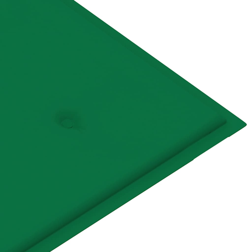 vidaXL Ławka ogrodowa z zieloną poduszką, 112 cm, lite drewno tekowe
