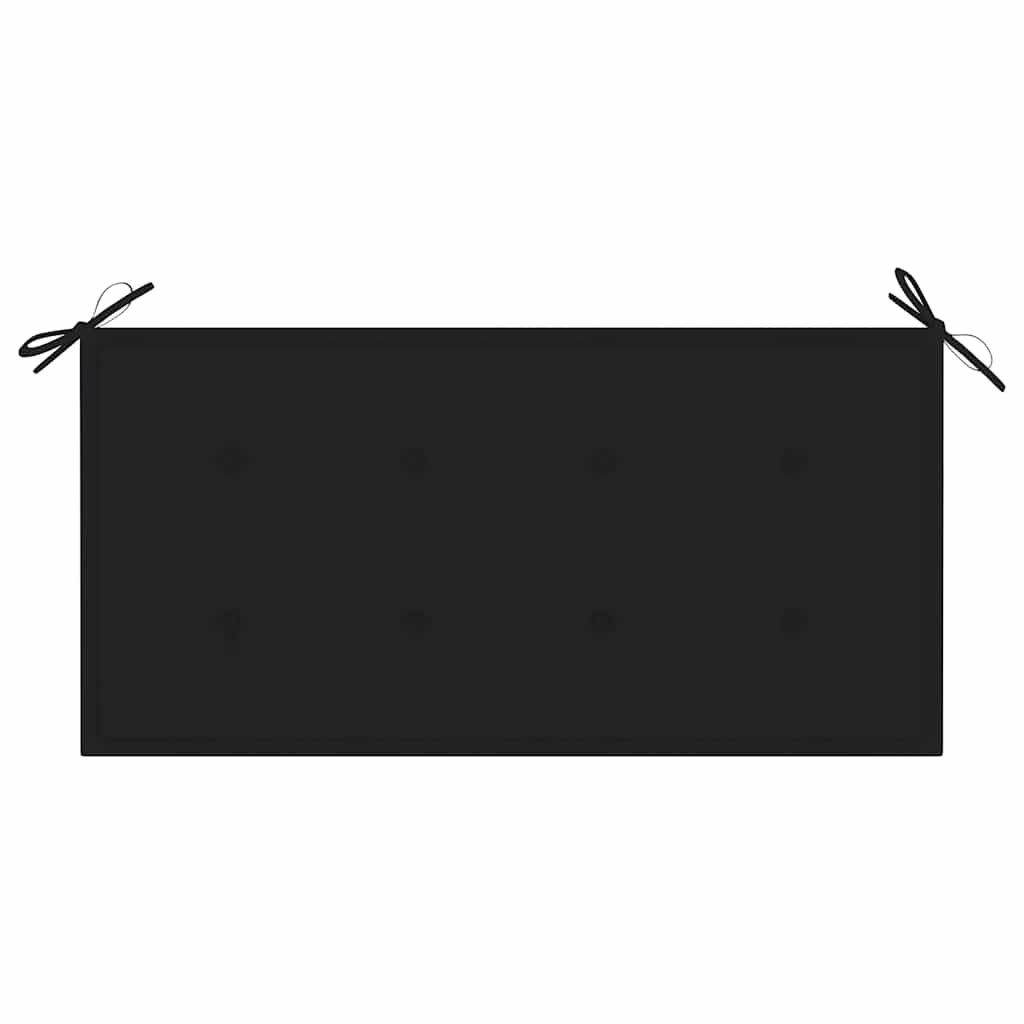 vidaXL Ławka ogrodowa z czarną poduszką, 112 cm, lite drewno tekowe