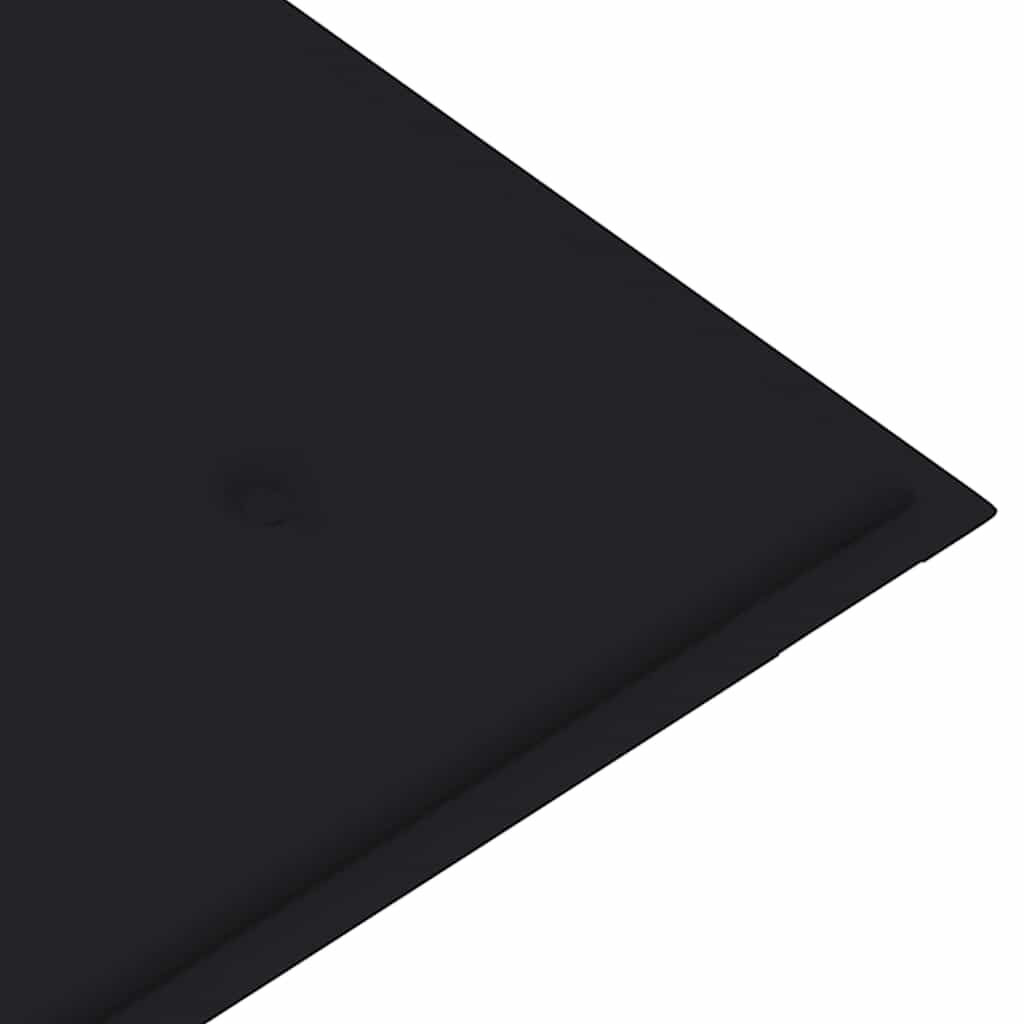 vidaXL Ławka ogrodowa z czarną poduszką, 112 cm, lite drewno tekowe