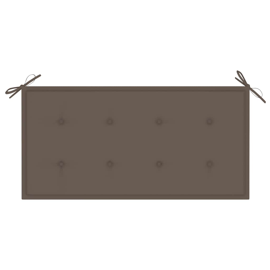 vidaXL Ławka ogrodowa z poduszką taupe, 112 cm, lite drewno tekowe