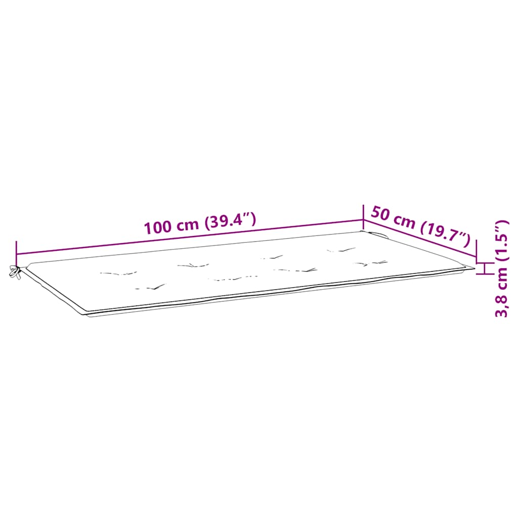 vidaXL Ławka ogrodowa z poduszką taupe, 112 cm, lite drewno tekowe