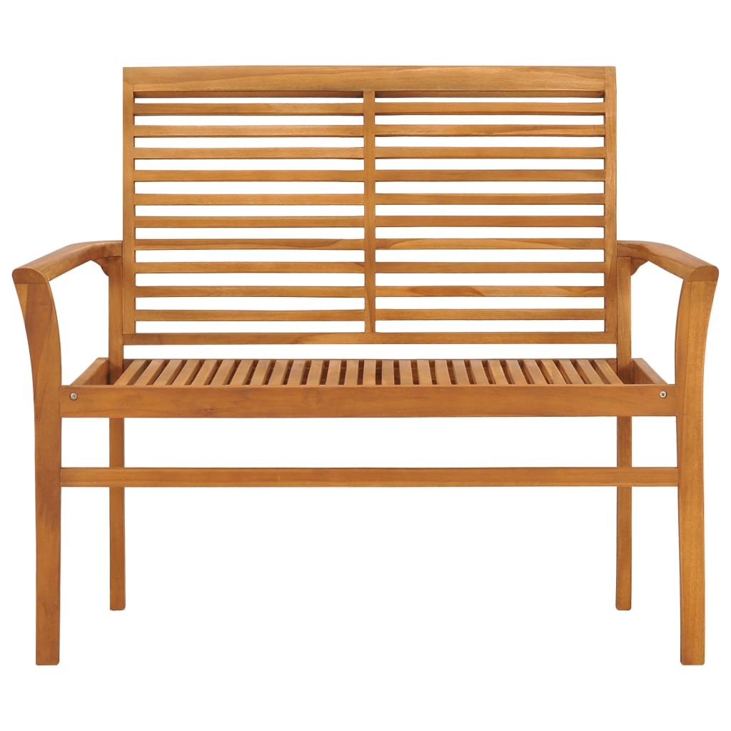 vidaXL Ławka ogrodowa z niebieską poduszką, 112 cm, drewno tekowe