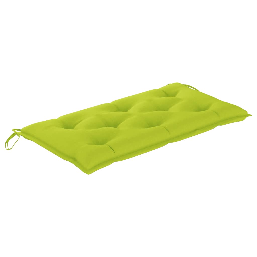 vidaXL Ławka ogrodowa z jasnozieloną poduszką, 112 cm, drewno tekowe