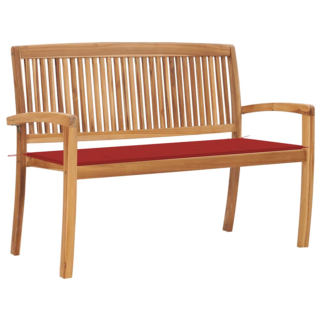 vidaXL Sztaplowana ławka ogrodowa z poduszką, 128,5 cm, drewno tekowe