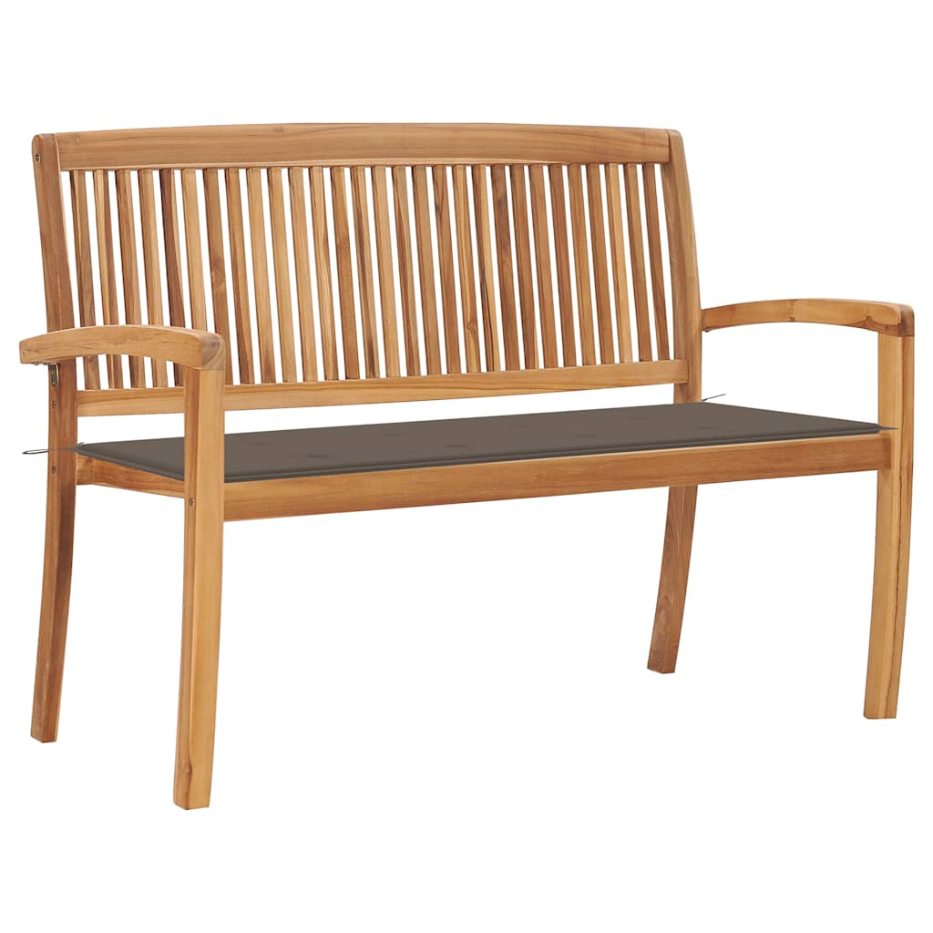 vidaXL Sztaplowana ławka ogrodowa z poduszką, 128,5 cm, drewno tekowe