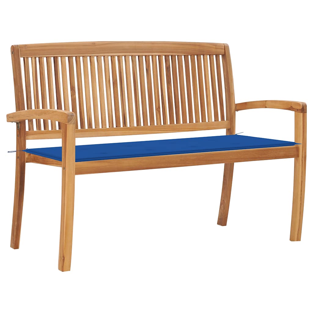 vidaXL Sztaplowana ławka ogrodowa z poduszką, 128,5 cm, drewno tekowe