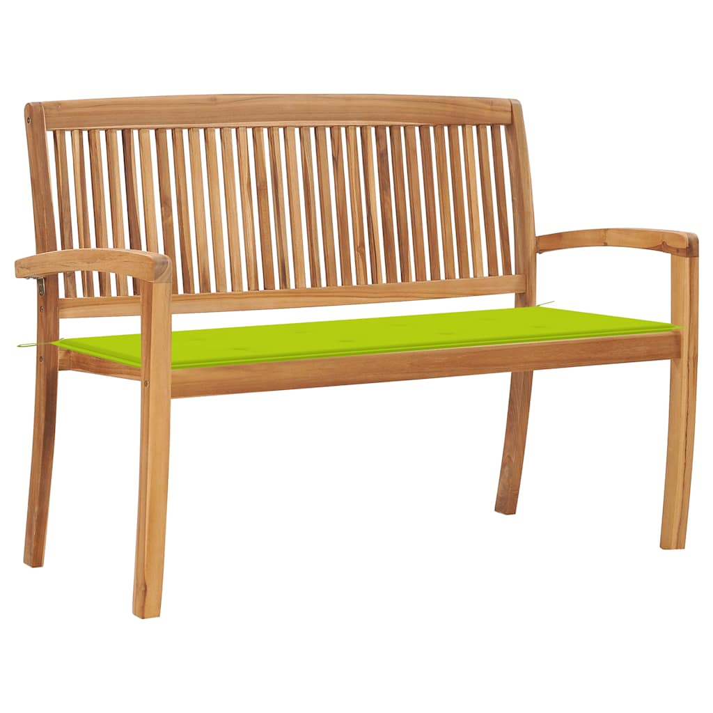 vidaXL Sztaplowana ławka ogrodowa z poduszką, 128,5 cm, drewno tekowe