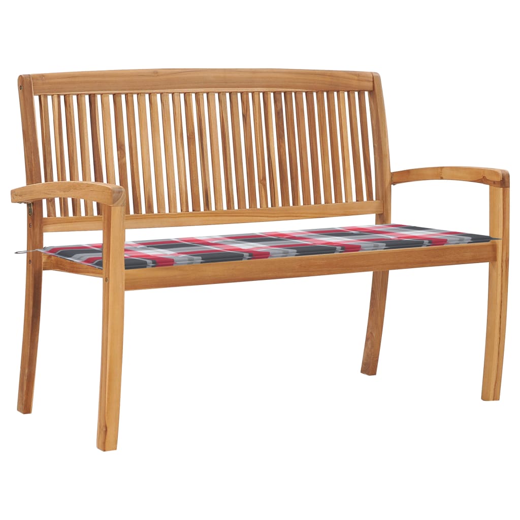 vidaXL Sztaplowana ławka ogrodowa z poduszką, 128,5 cm, drewno tekowe