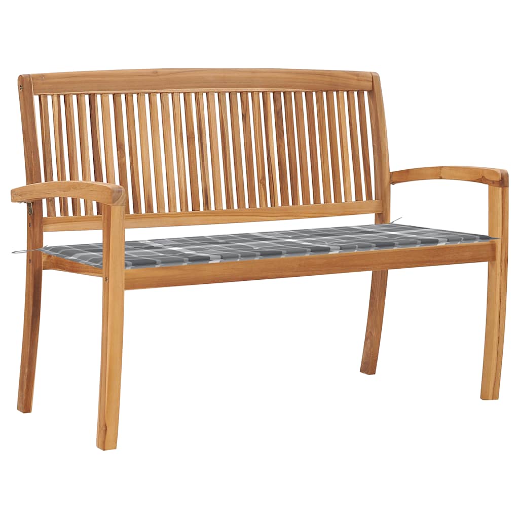 vidaXL Sztaplowana ławka ogrodowa z poduszką, 128,5 cm, drewno tekowe