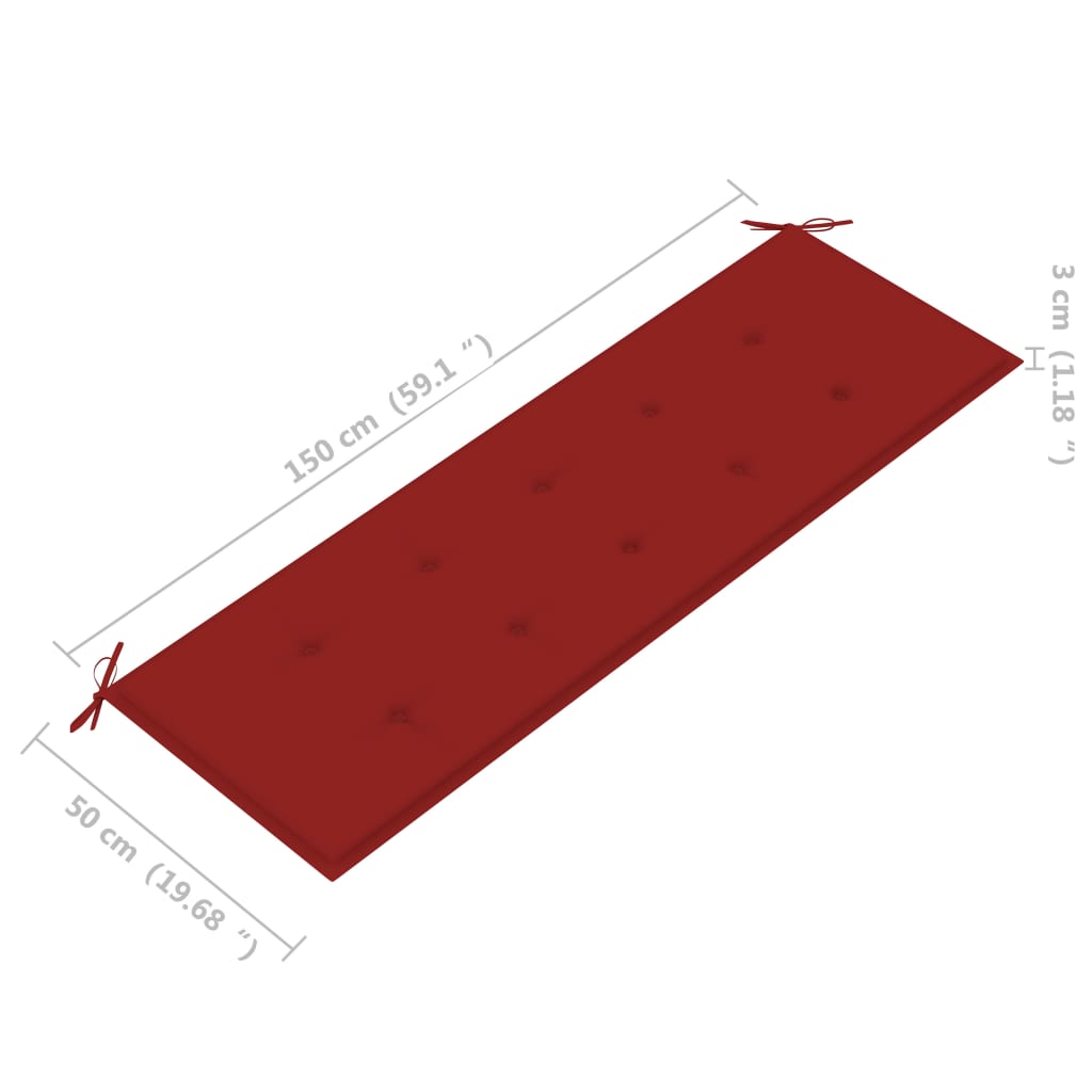 vidaXL Sztaplowana ławka ogrodowa z poduszką, 159 cm, drewno tekowe