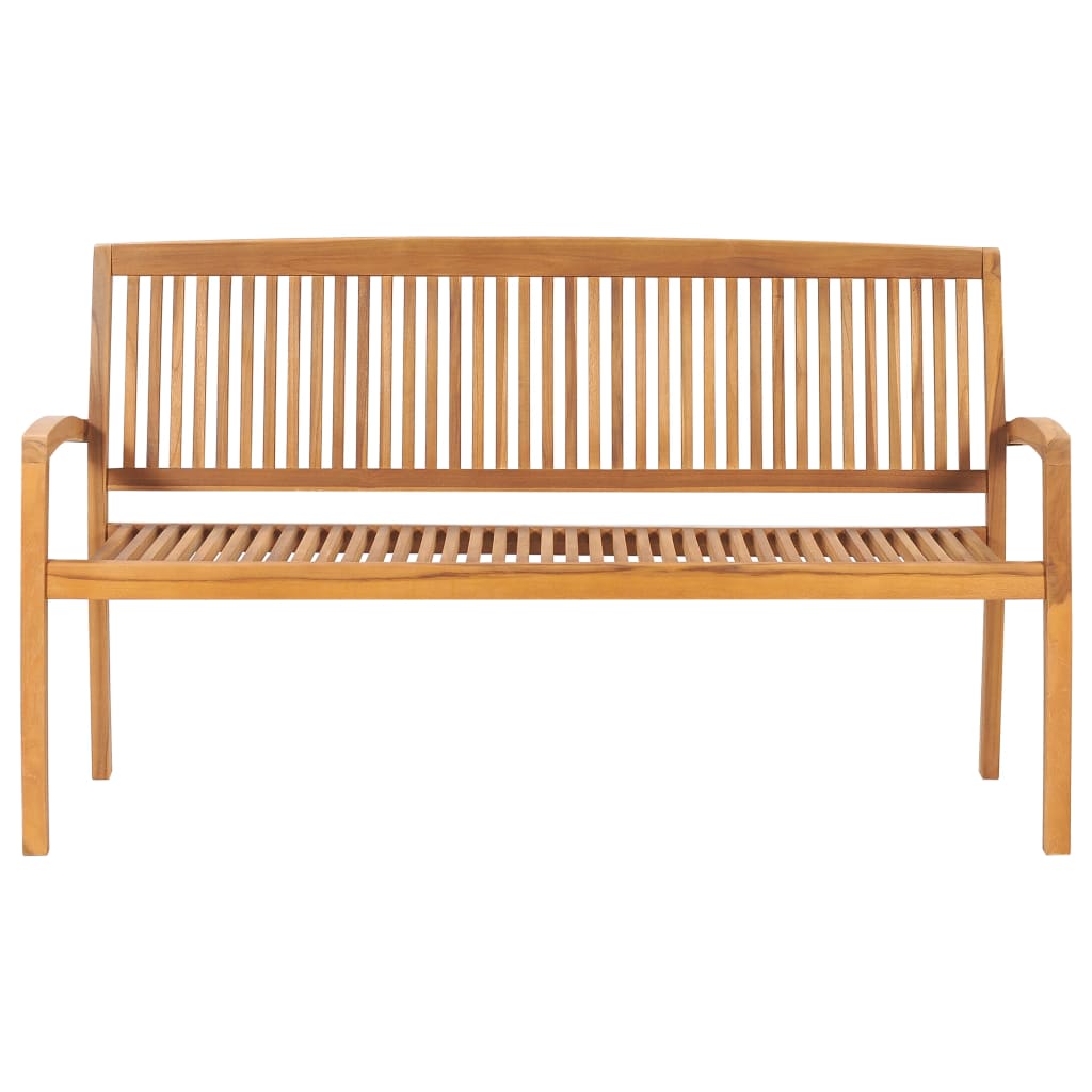 vidaXL Sztaplowana ławka ogrodowa z poduszką, 159 cm, drewno tekowe