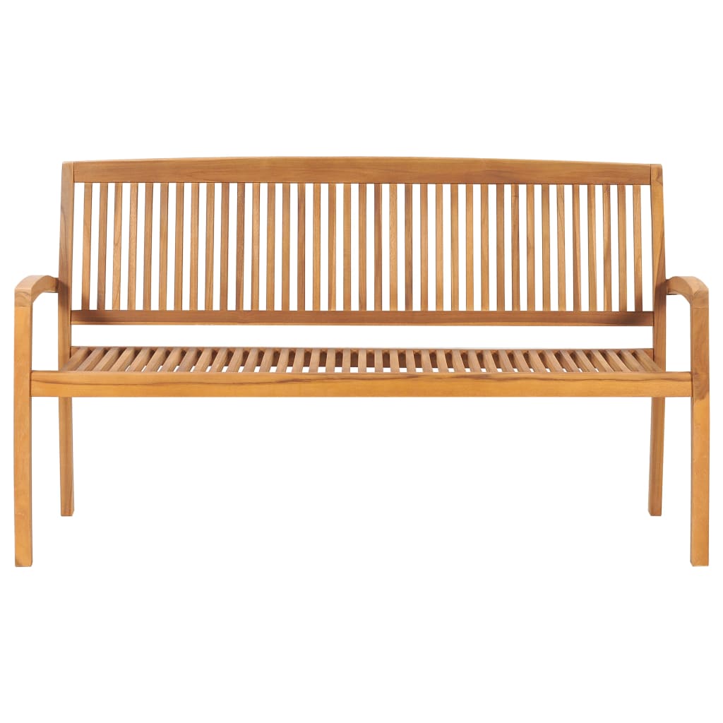 vidaXL Sztaplowana ławka ogrodowa z poduszką, 159 cm, drewno tekowe