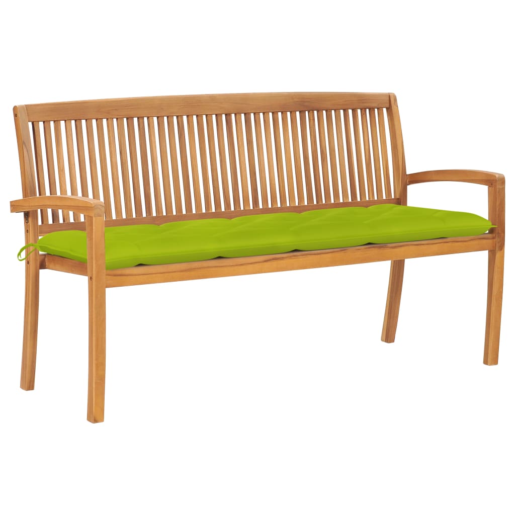 vidaXL Sztaplowana ławka ogrodowa z poduszką, 159 cm, drewno tekowe