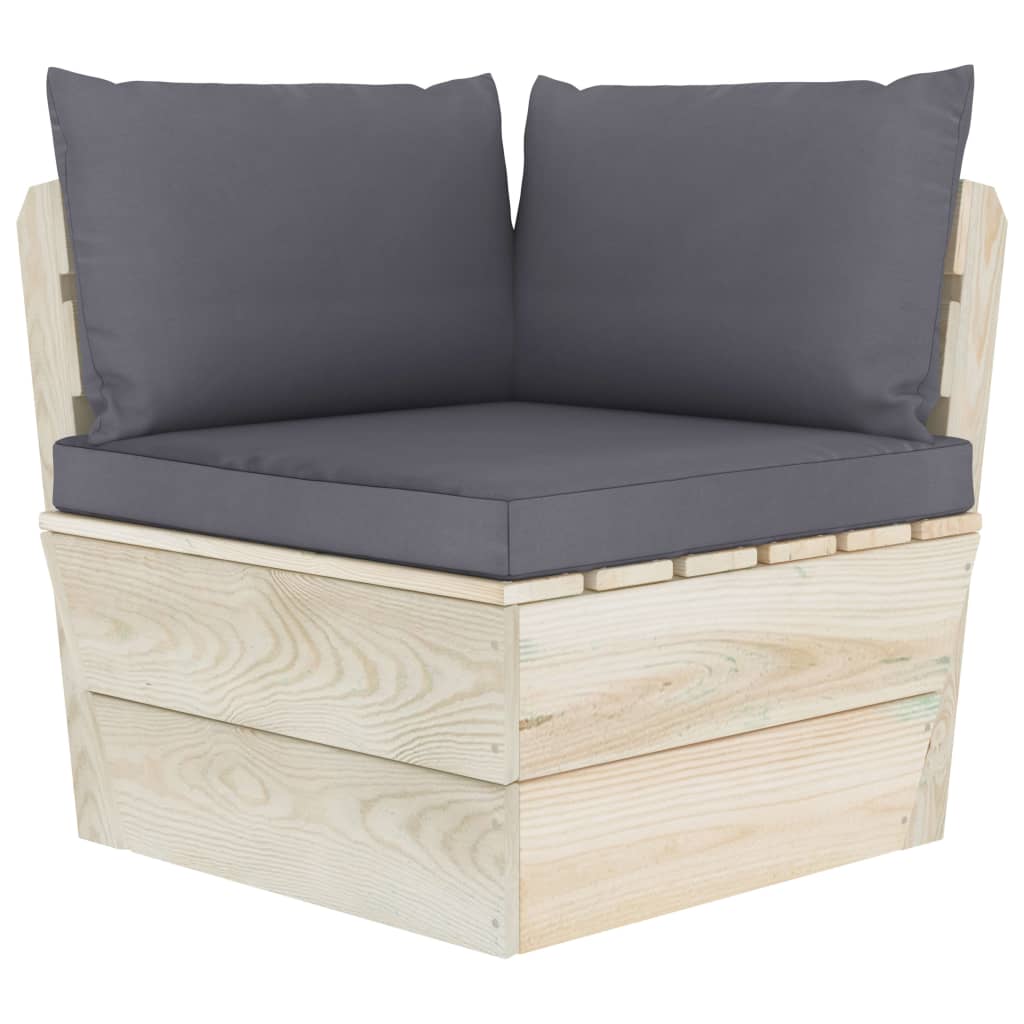 vidaXL Ogrodowa sofa narożna z palet z poduszkami, impregnowany świerk