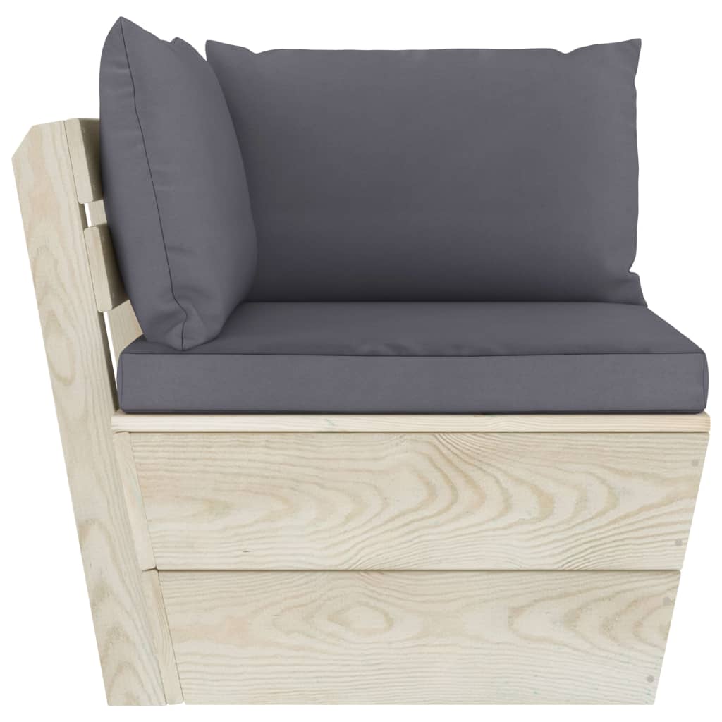 vidaXL Ogrodowa sofa narożna z palet z poduszkami, impregnowany świerk