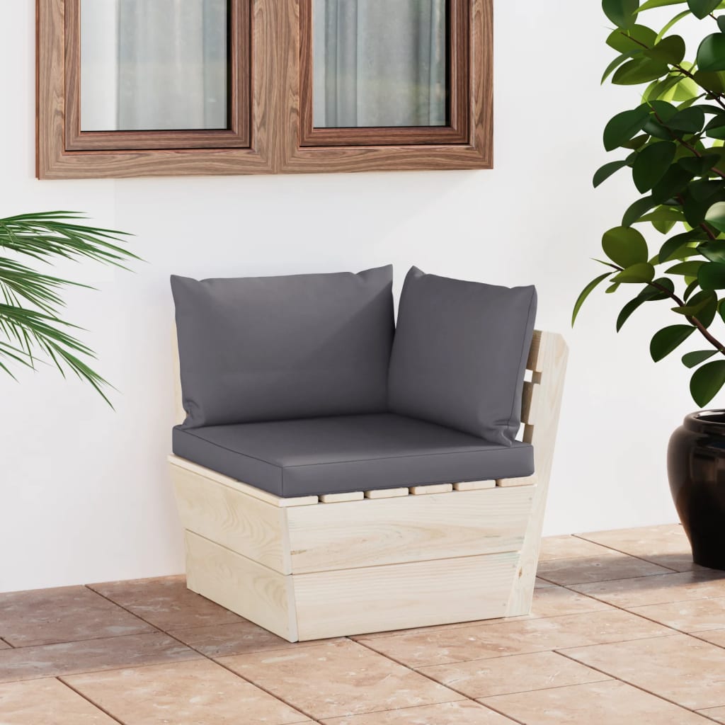 vidaXL Ogrodowa sofa narożna z palet z poduszkami, impregnowany świerk