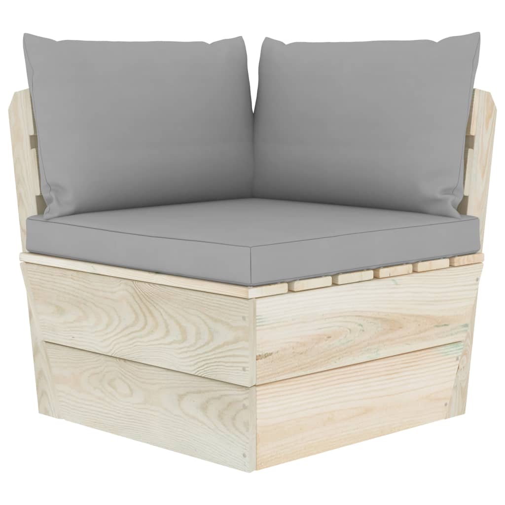 vidaXL Ogrodowa sofa narożna z palet z poduszkami, impregnowany świerk
