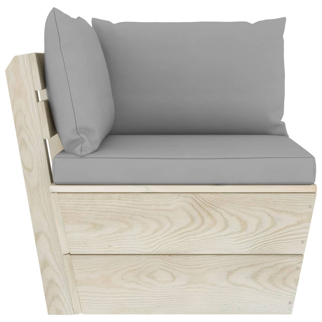 vidaXL Ogrodowa sofa narożna z palet z poduszkami, impregnowany świerk