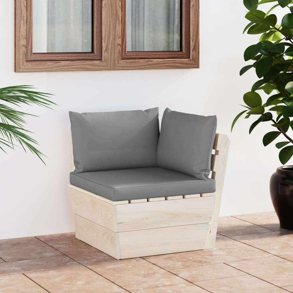 vidaXL Ogrodowa sofa narożna z palet z poduszkami, impregnowany świerk