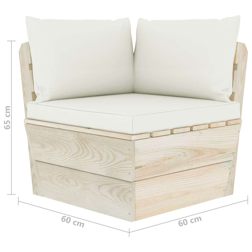 vidaXL Ogrodowa sofa narożna z palet z poduszkami, impregnowany świerk