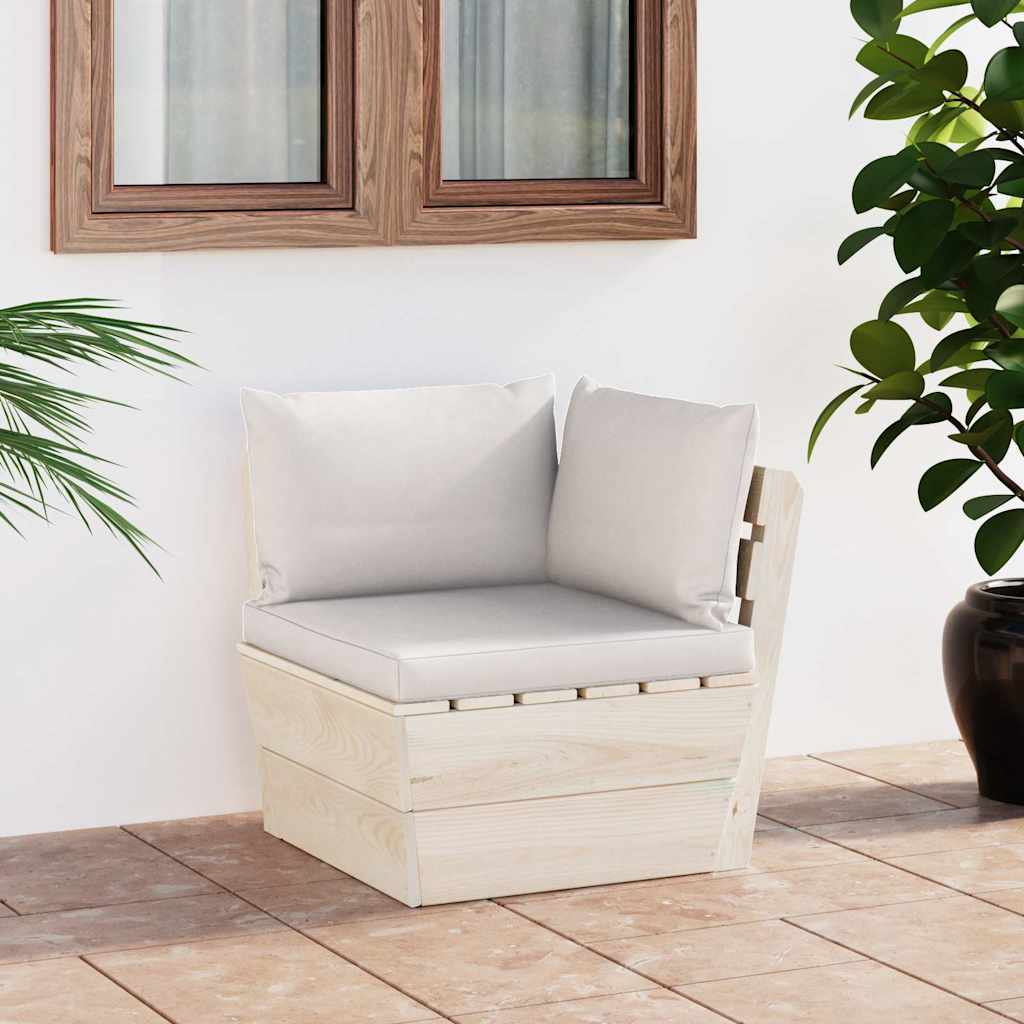 vidaXL Ogrodowa sofa narożna z palet z poduszkami, impregnowany świerk