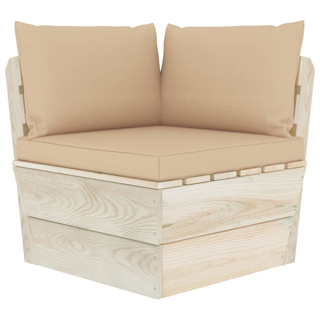 vidaXL Ogrodowa sofa narożna z palet z poduszkami, impregnowany świerk