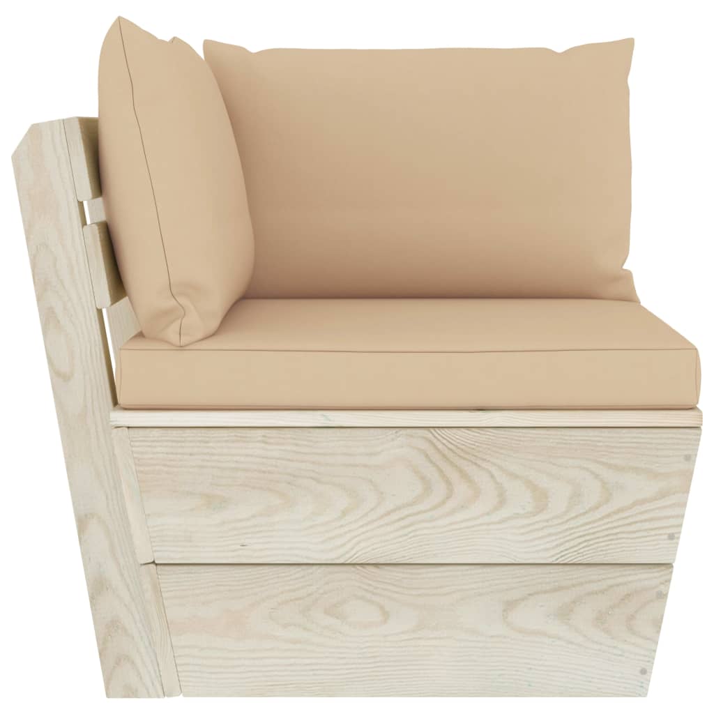 vidaXL Ogrodowa sofa narożna z palet z poduszkami, impregnowany świerk