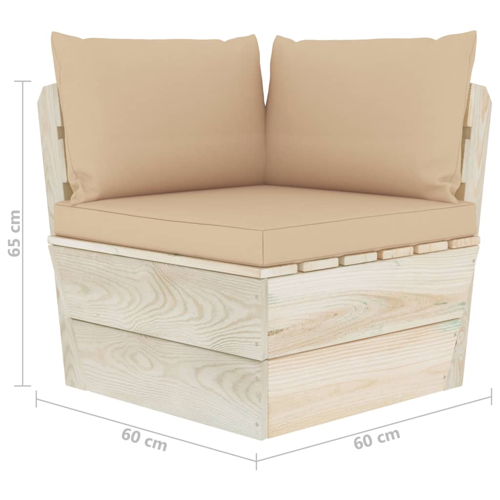 vidaXL Ogrodowa sofa narożna z palet z poduszkami, impregnowany świerk