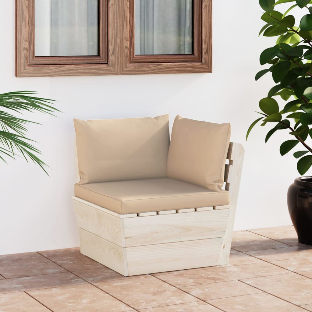 vidaXL Ogrodowa sofa narożna z palet z poduszkami, impregnowany świerk
