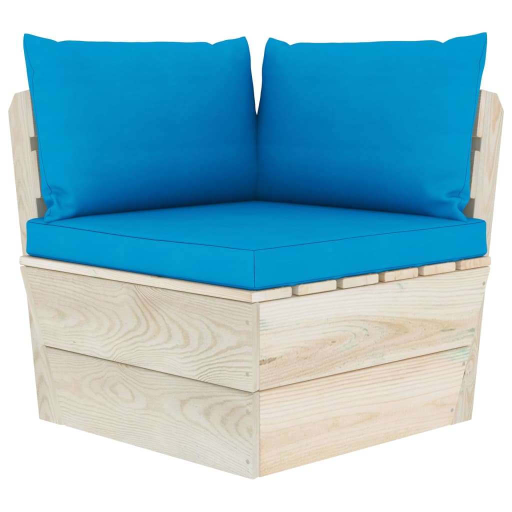 vidaXL Ogrodowa sofa narożna z palet z poduszkami, impregnowany świerk