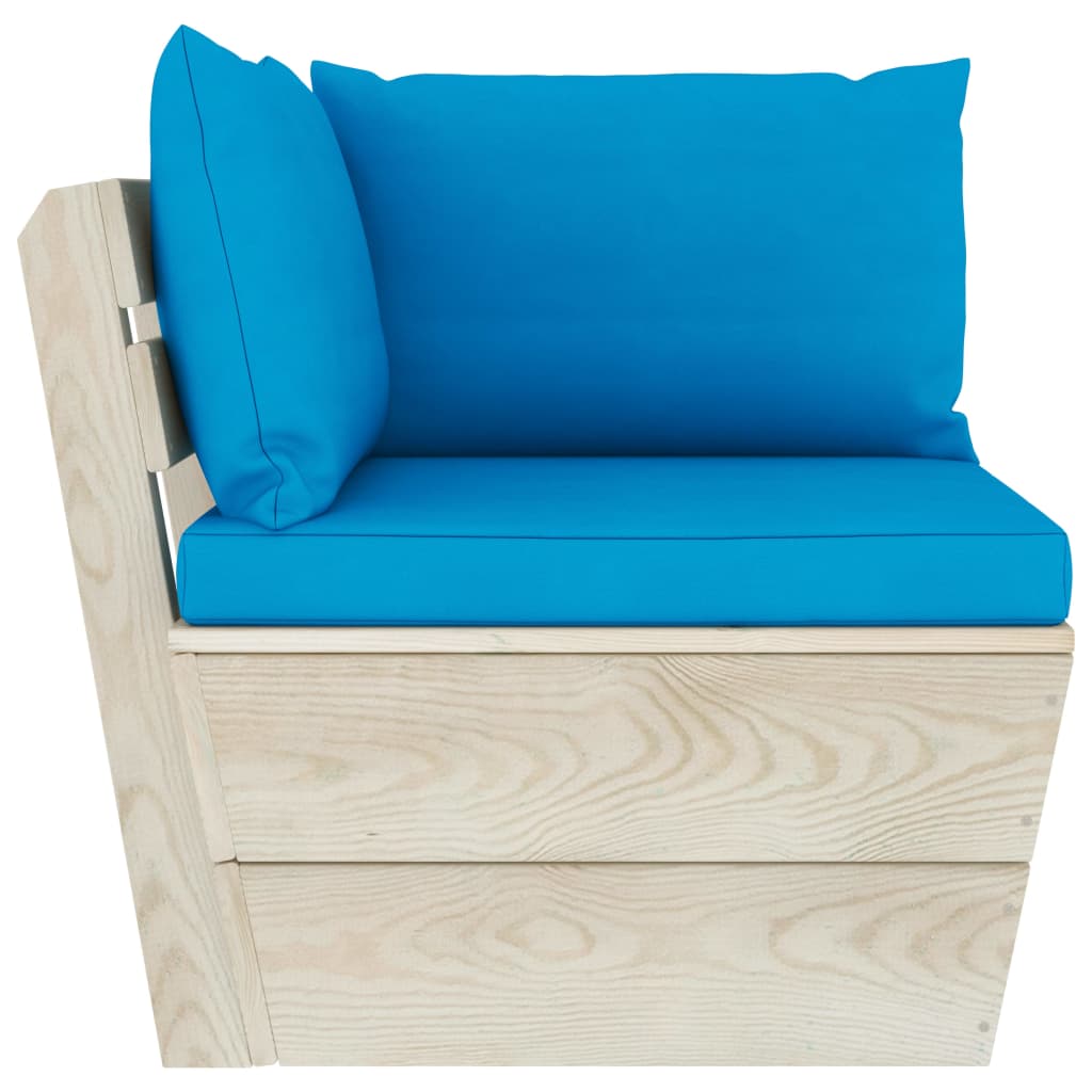 vidaXL Ogrodowa sofa narożna z palet z poduszkami, impregnowany świerk