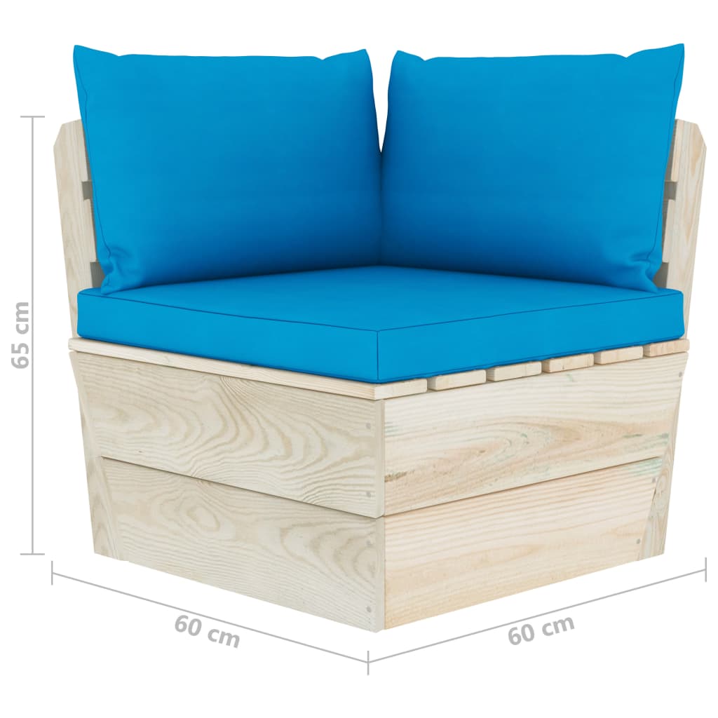 vidaXL Ogrodowa sofa narożna z palet z poduszkami, impregnowany świerk