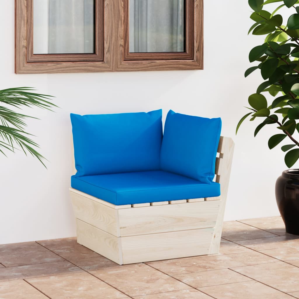vidaXL Ogrodowa sofa narożna z palet z poduszkami, impregnowany świerk