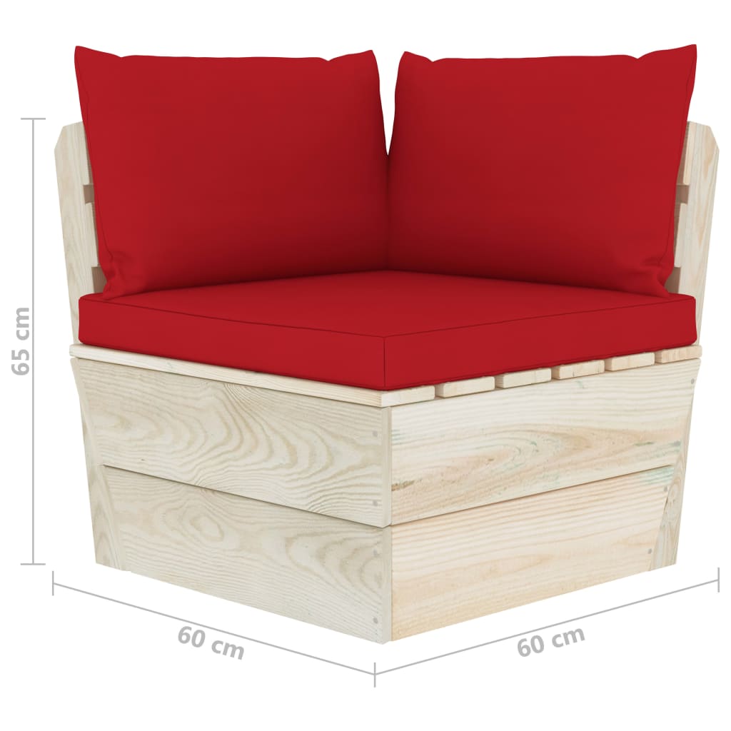 vidaXL Ogrodowa sofa narożna z palet z poduszkami, impregnowany świerk