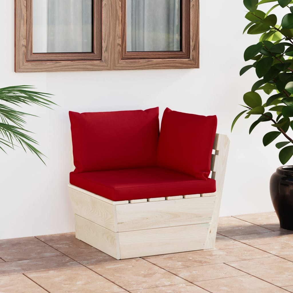 vidaXL Ogrodowa sofa narożna z palet z poduszkami, impregnowany świerk