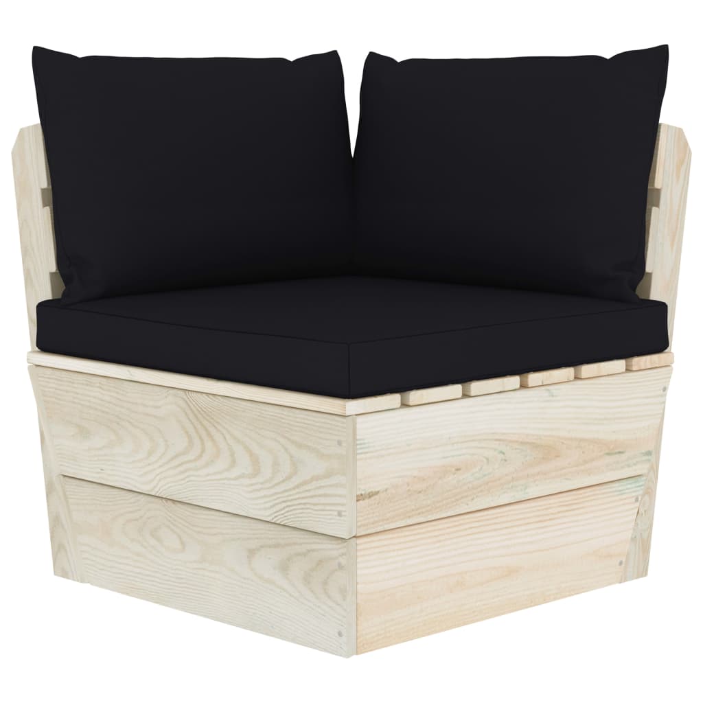 vidaXL Ogrodowa sofa narożna z palet z poduszkami, impregnowany świerk